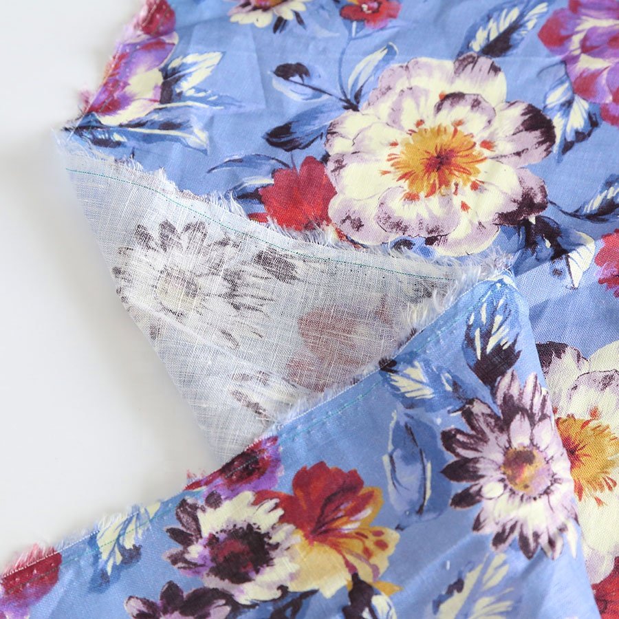 Digital printing floral design on 100% Linen fabric for dresses
