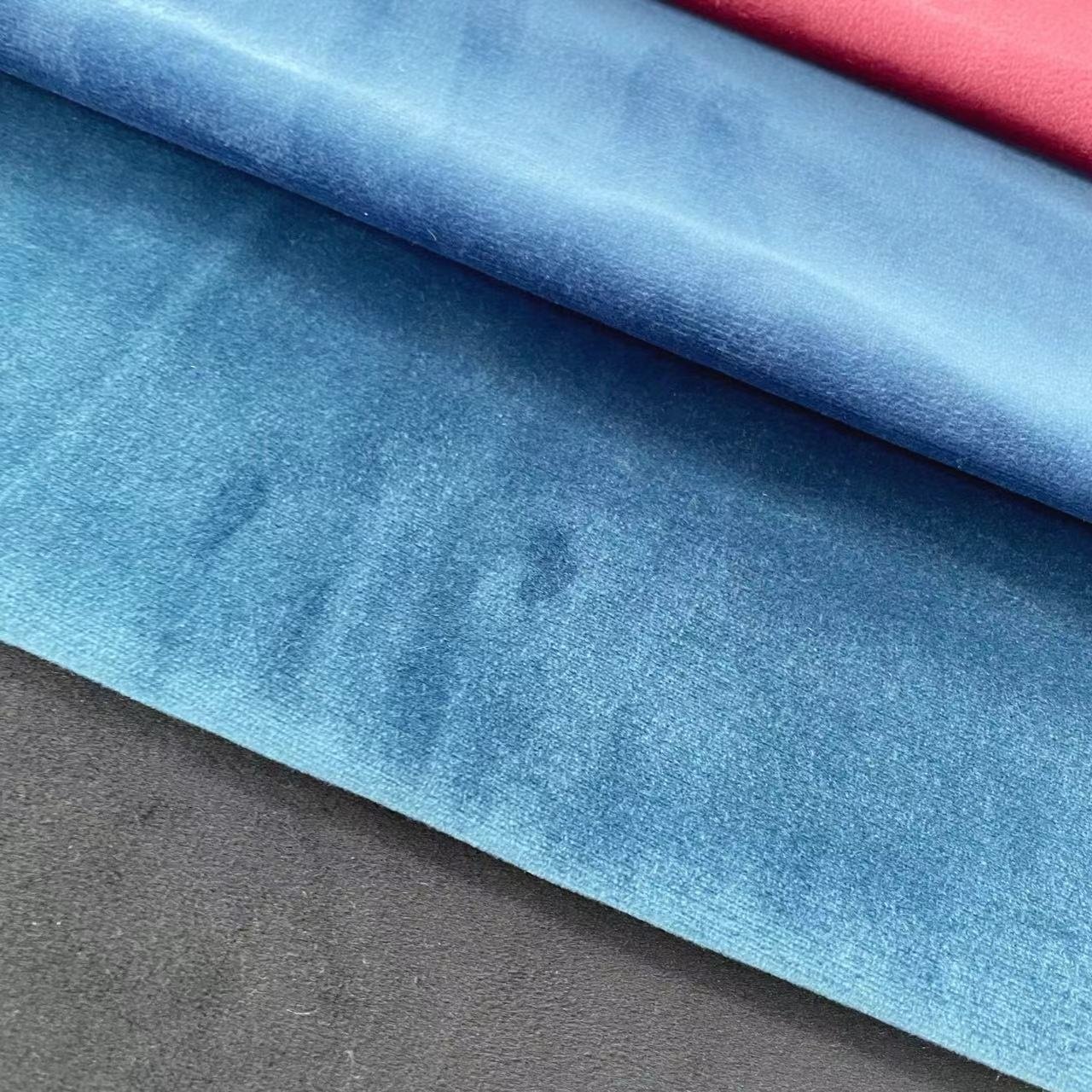 Soft Velvet Plain Looking Two Side Fabric 100% Blackout Curtain Living Room Sound Proof Blackout Fabric