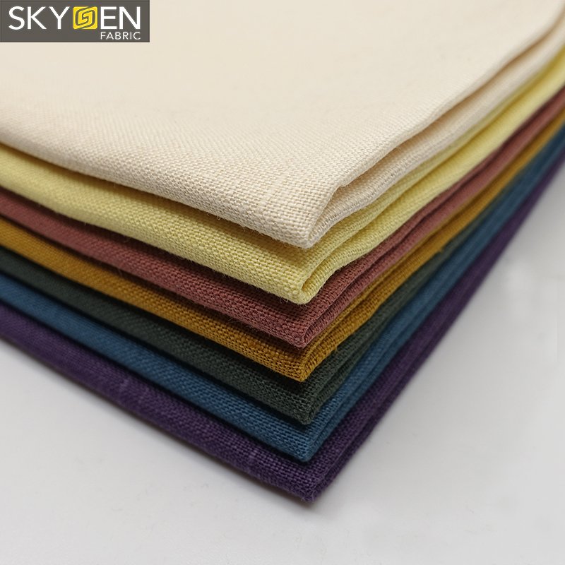 Skygen 150gsm 200 colors shirts dress summer textile china manufacturer solid 100 pure linen fabric
