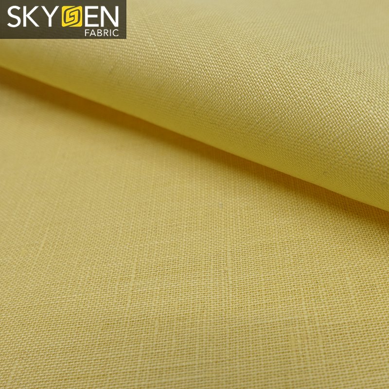 Skygen 150gsm 200 colors shirts dress summer textile china manufacturer solid 100 pure linen fabric