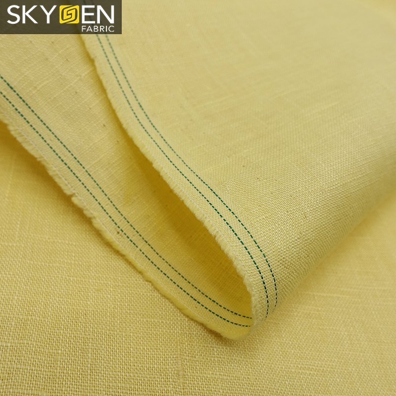 Skygen 150gsm 200 colors shirts dress summer textile china manufacturer solid 100 pure linen fabric