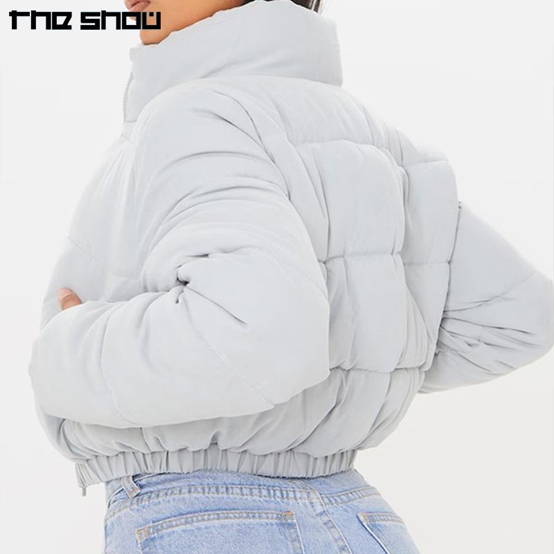 Fall Winter 2024 Y2K Streetwear Women Casual Thick Warm Plus size Skiny Waterproof Cropped Bubble Puffer Jacket