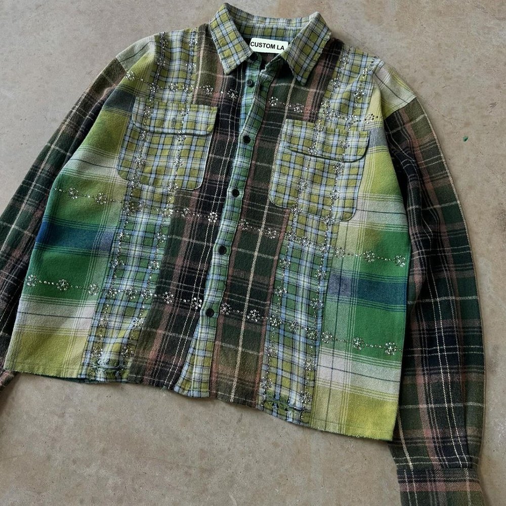 Custom Fabric Flannel Linen Shirt Embroidery 100% Cotton Casual Long Sleeve Shirts for Men