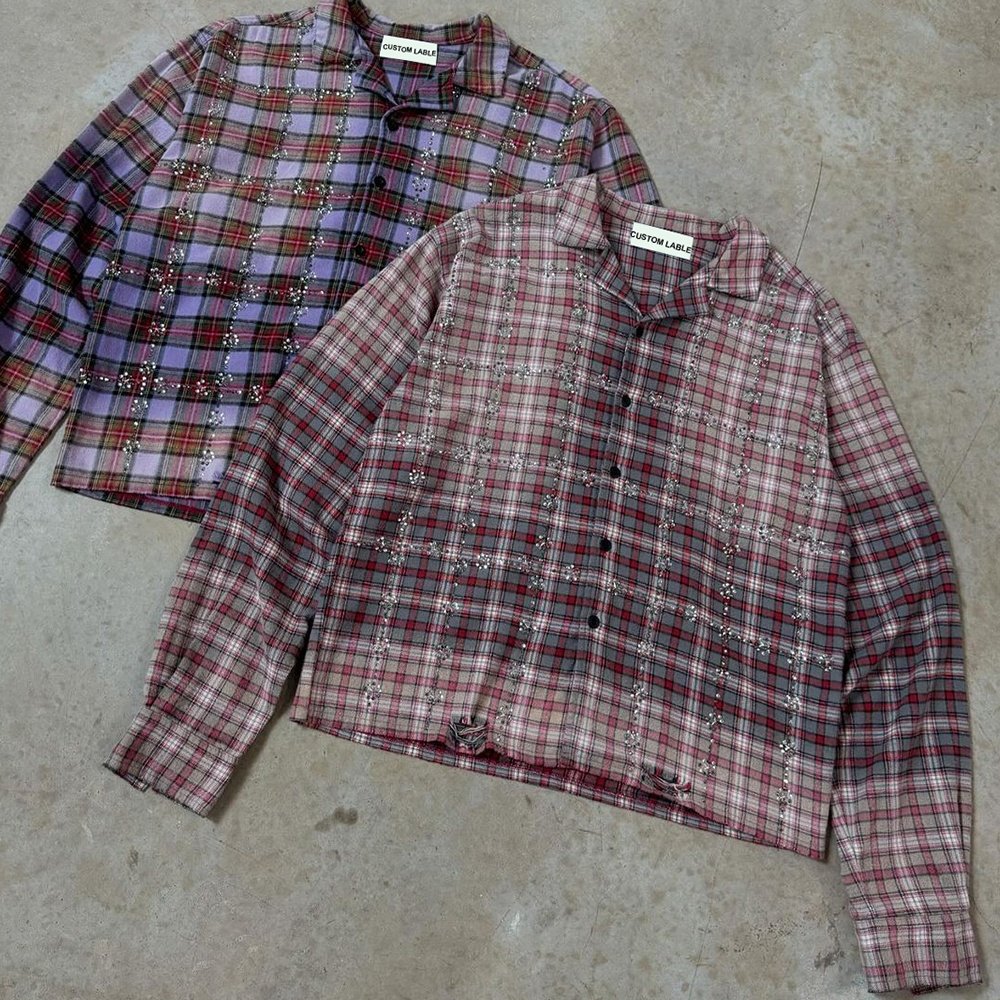 Custom Fabric Flannel Linen Shirt Embroidery 100% Cotton Casual Long Sleeve Shirts for Men