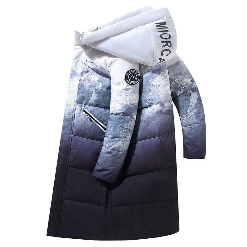 Men's Stylish Long Winter Trench Coats Thick Windbreaker with Cotton Filling Woolen Fabric Button Decoration for Cold Weather
