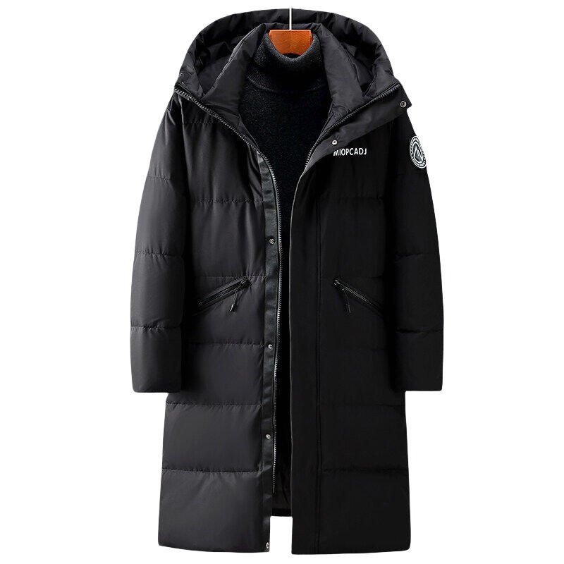 Men's Stylish Long Winter Trench Coats Thick Windbreaker with Cotton Filling Woolen Fabric Button Decoration for Cold Weather