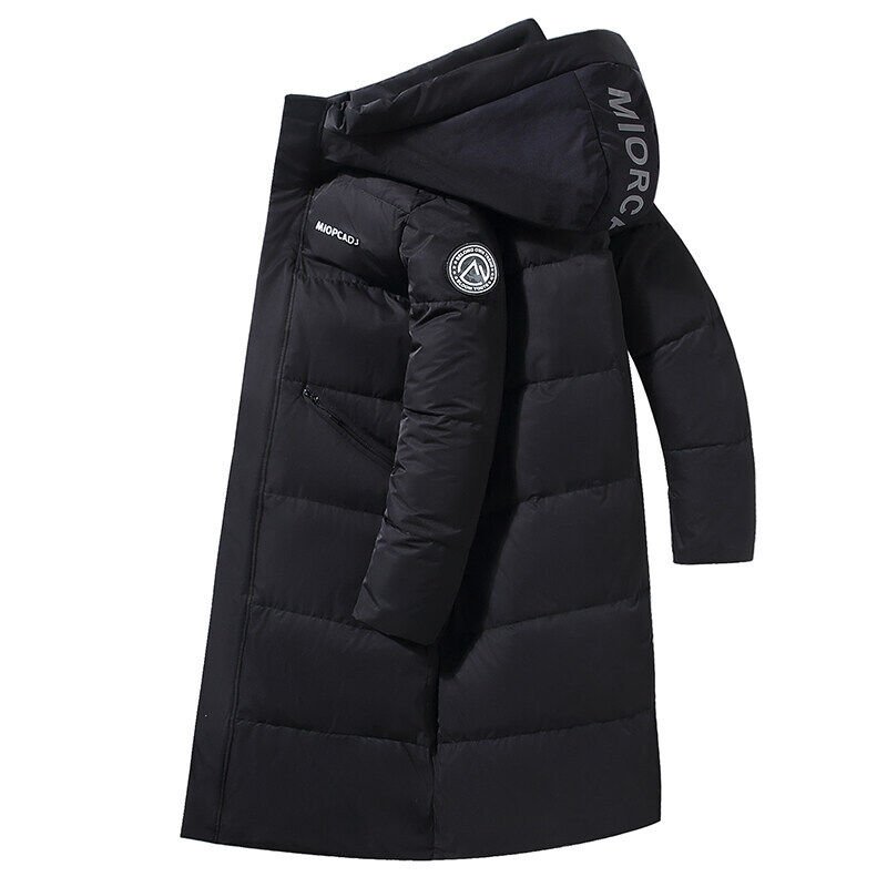 Men's Stylish Long Winter Trench Coats Thick Windbreaker with Cotton Filling Woolen Fabric Button Decoration for Cold Weather