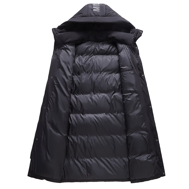 Men's Stylish Long Winter Trench Coats Thick Windbreaker with Cotton Filling Woolen Fabric Button Decoration for Cold Weather