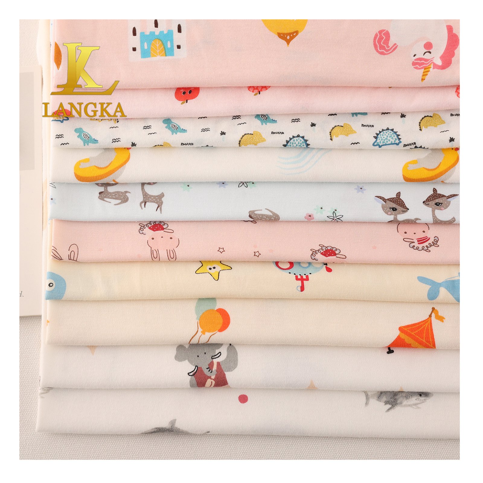 Langka Custom Super Soft Organic 190GSM Printed 70% Bamboo 30% Cotton Jersey Fabric For Kids Garment Sleepwear