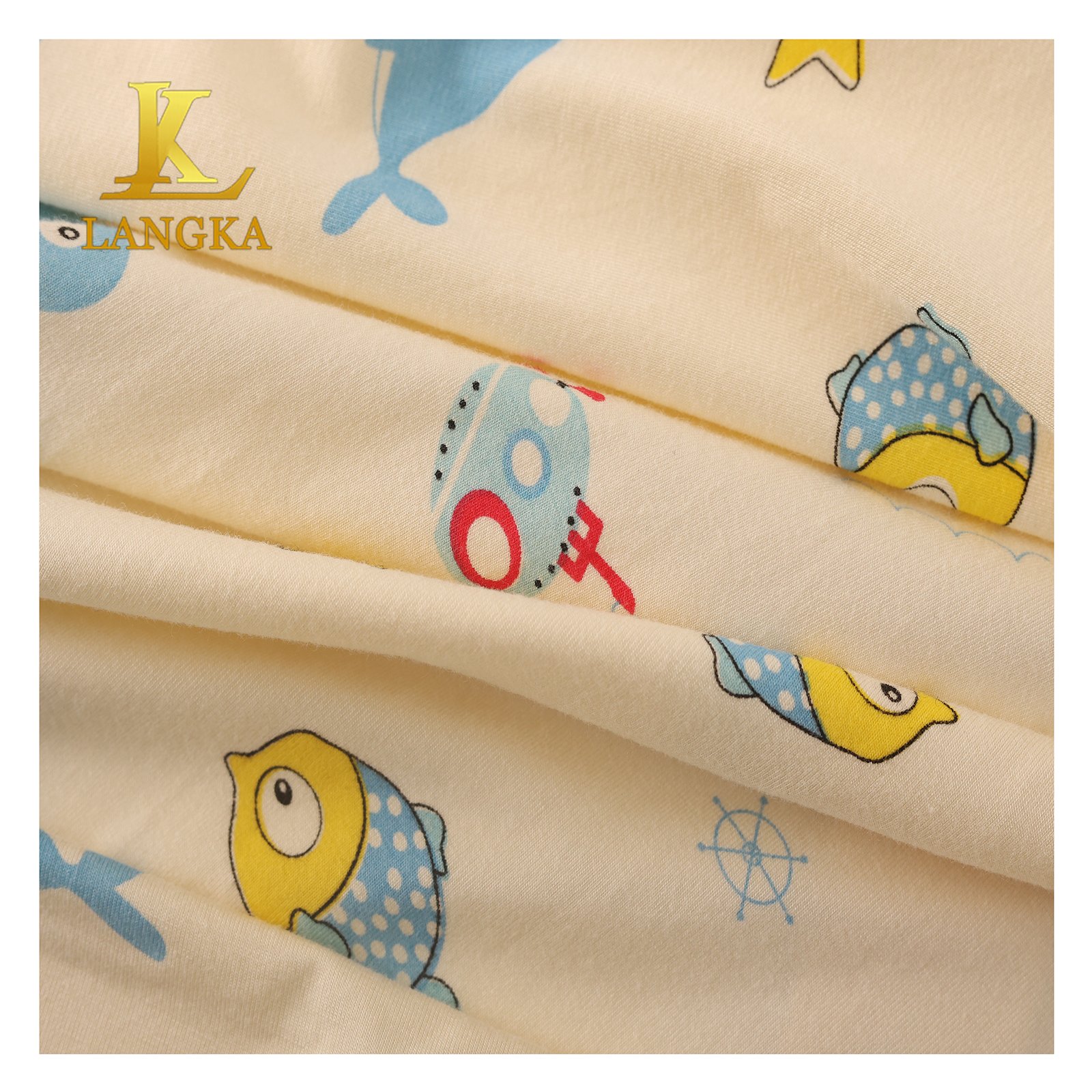 Langka Custom Super Soft Organic 190GSM Printed 70% Bamboo 30% Cotton Jersey Fabric For Kids Garment Sleepwear