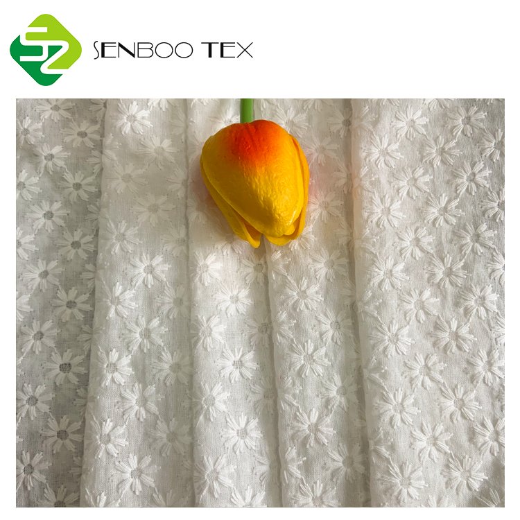 Delicate 100% Organic Cotton Embroidered Fabric for Girls Shirts Eco-Friendly and Woven with a Beautiful Pattern