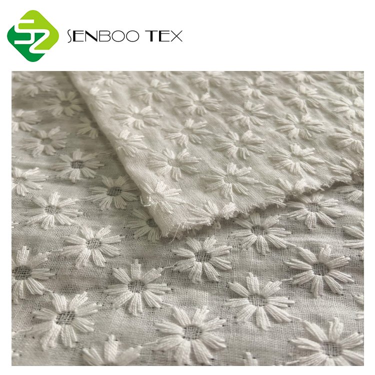 Delicate 100% Organic Cotton Embroidered Fabric for Girls Shirts Eco-Friendly and Woven with a Beautiful Pattern