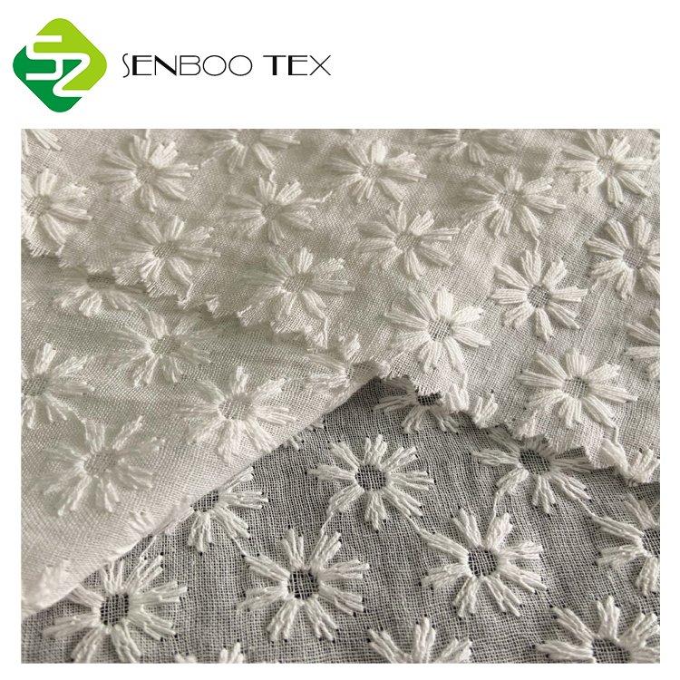 Delicate 100% Organic Cotton Embroidered Fabric for Girls Shirts Eco-Friendly and Woven with a Beautiful Pattern