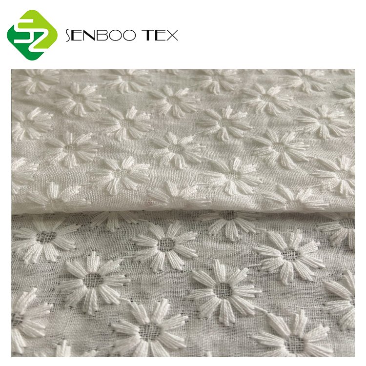 Delicate 100% Organic Cotton Embroidered Fabric for Girls Shirts Eco-Friendly and Woven with a Beautiful Pattern