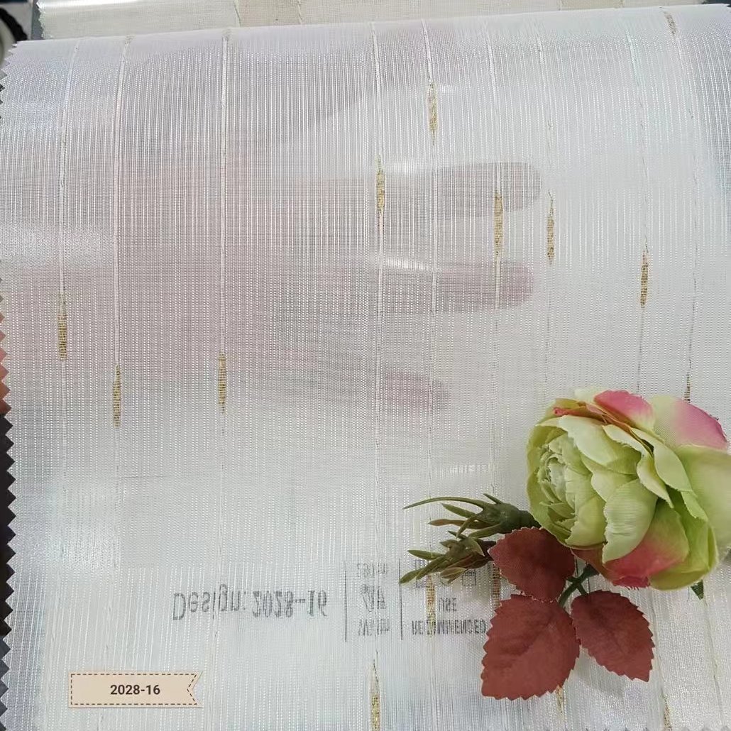 China Factory Supply Sheer Curtain Fabric Polyester Gold Silver Lurex Textured Voile Tulle Curtain Fabric