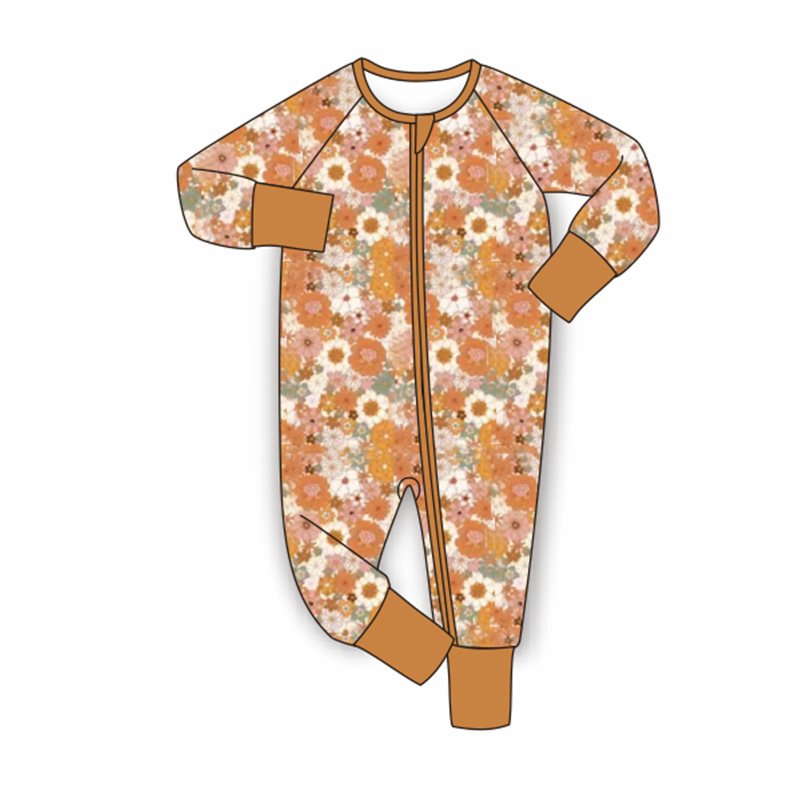 Custom Best Selling Elastic Long Sleeve Bamboo Baby Pajamas Kids Clothes for New Born Babies with Zipper