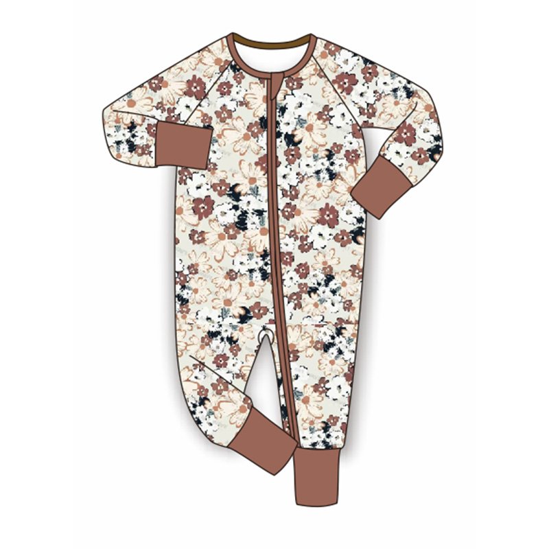 Custom Best Selling Elastic Long Sleeve Bamboo Baby Pajamas Kids Clothes for New Born Babies with Zipper