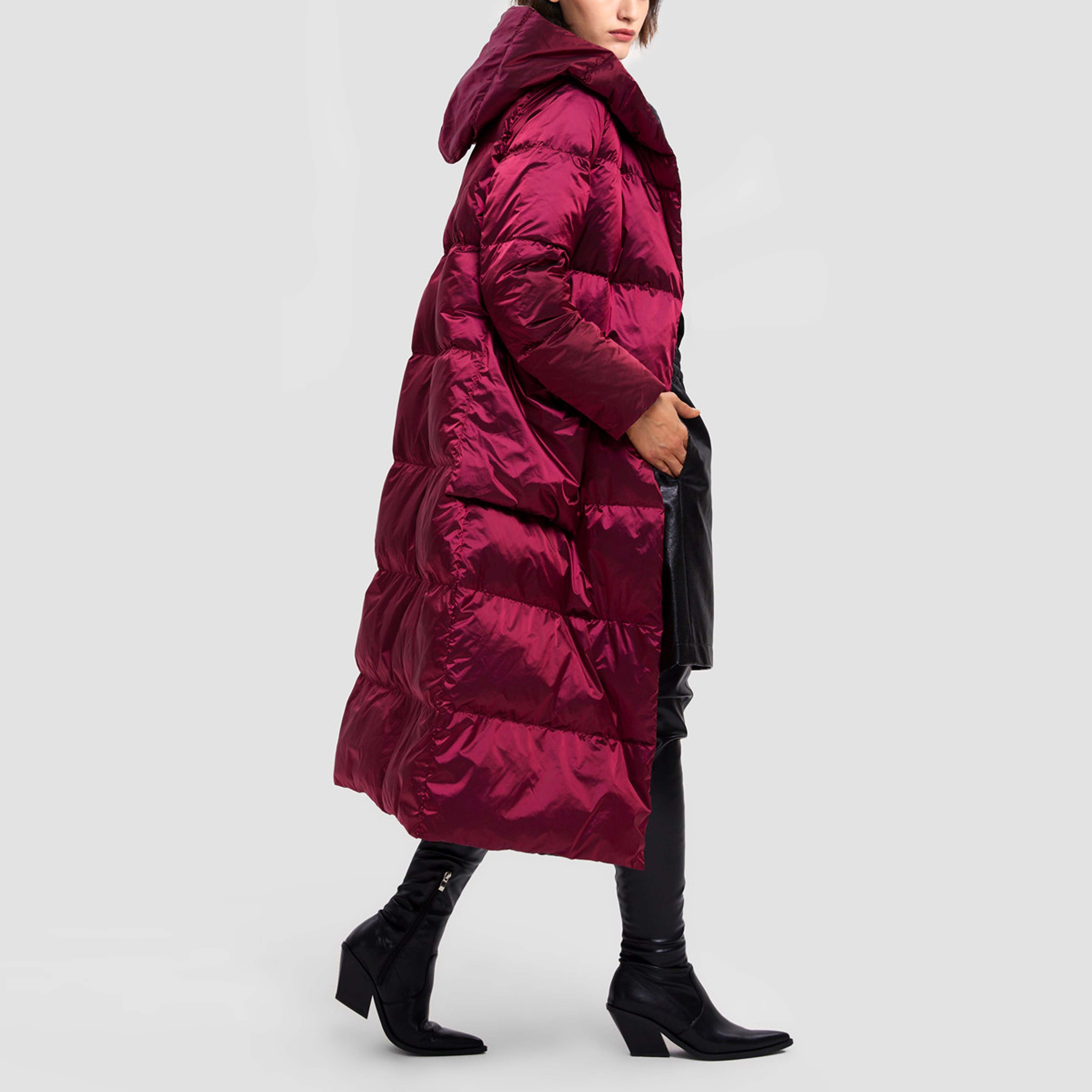 OEM Custom Logo Winter Down Coats Cotton Long Puffer Coats Shiny Bubble Women Duck Down Jackets Long Sleeve Jackets For Girls