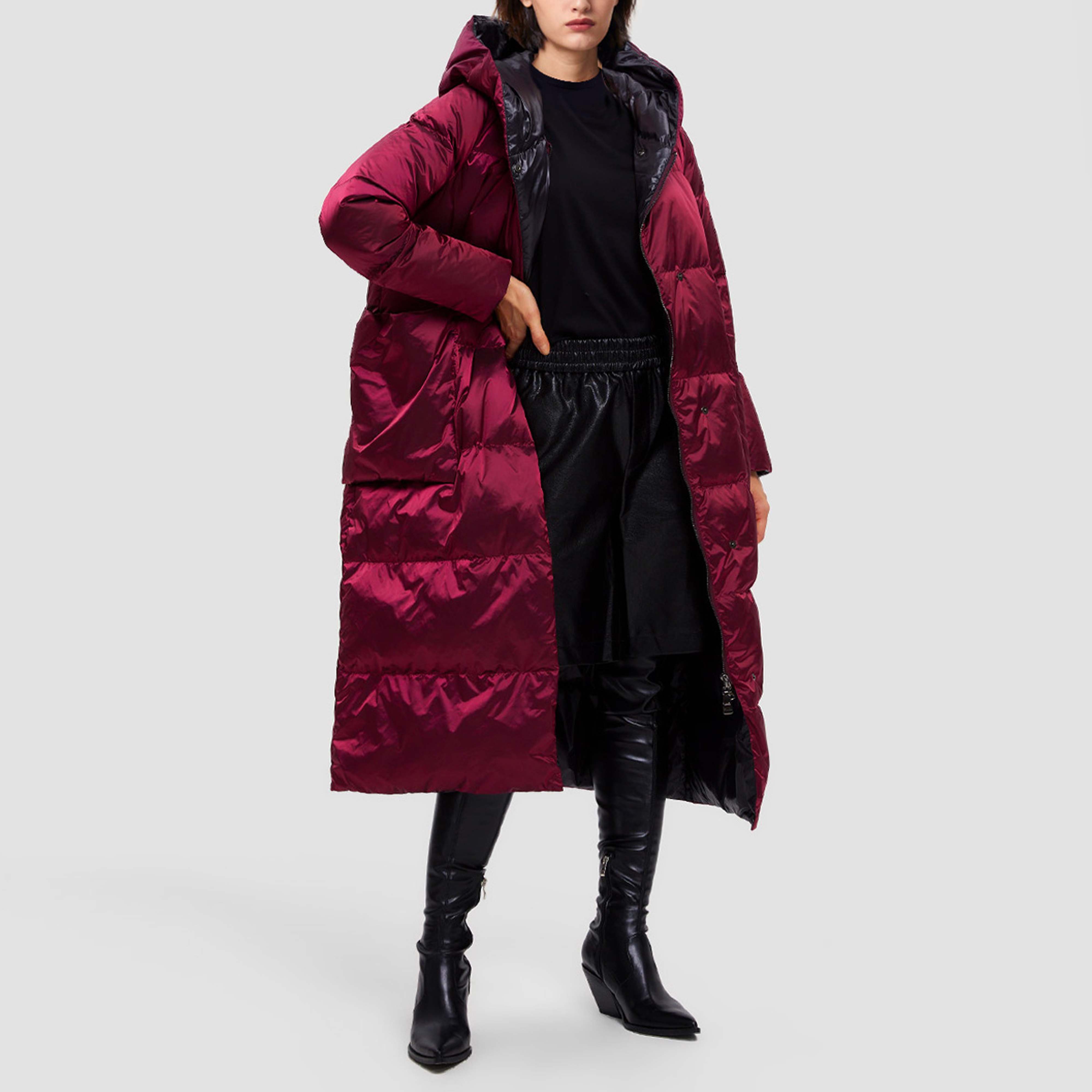 OEM Custom Logo Winter Down Coats Cotton Long Puffer Coats Shiny Bubble Women Duck Down Jackets Long Sleeve Jackets For Girls