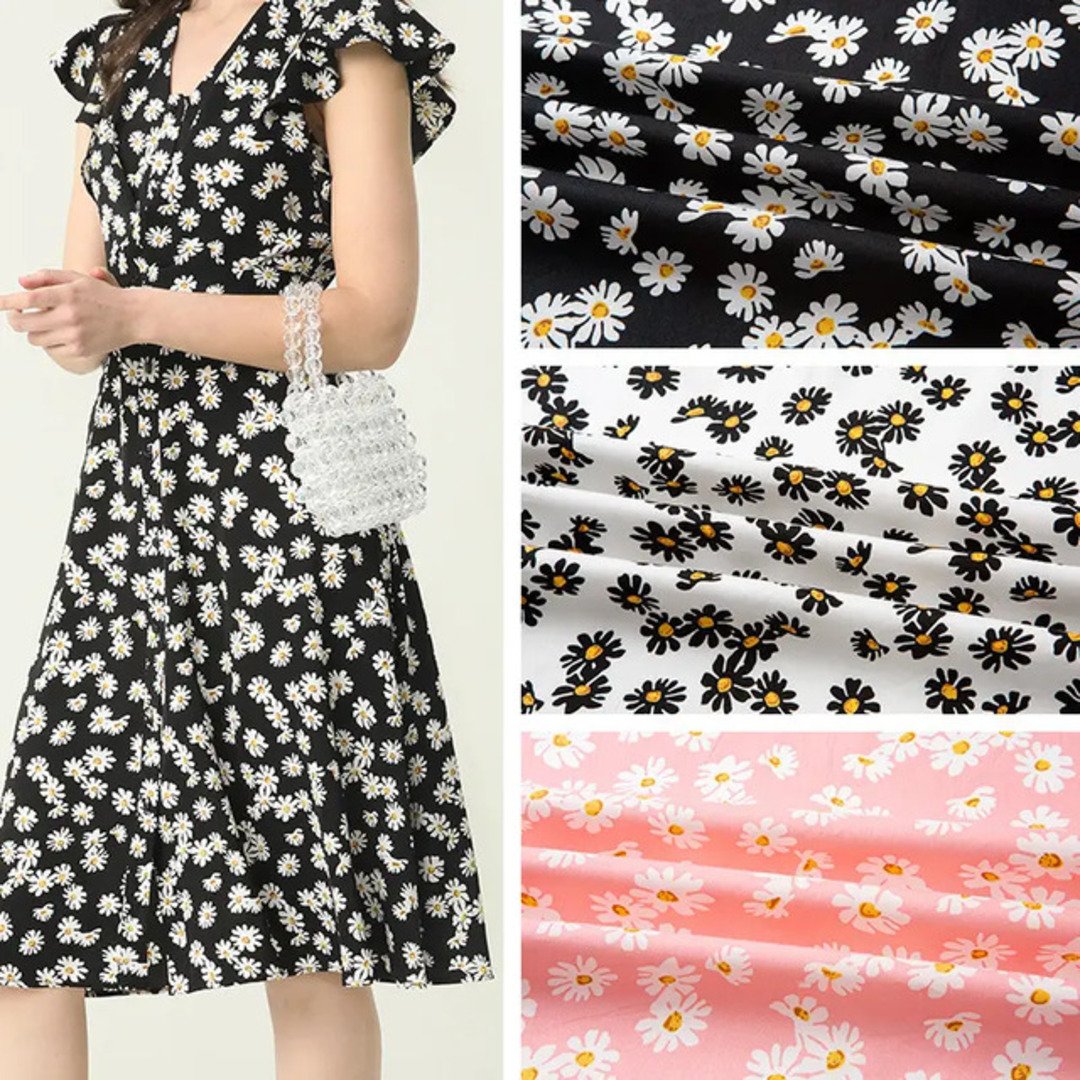 Fashionable Flow Jacquard Chiffon Fabric Digital Printed Recycled Polyester Cotton for Dresses from Indian Supplier