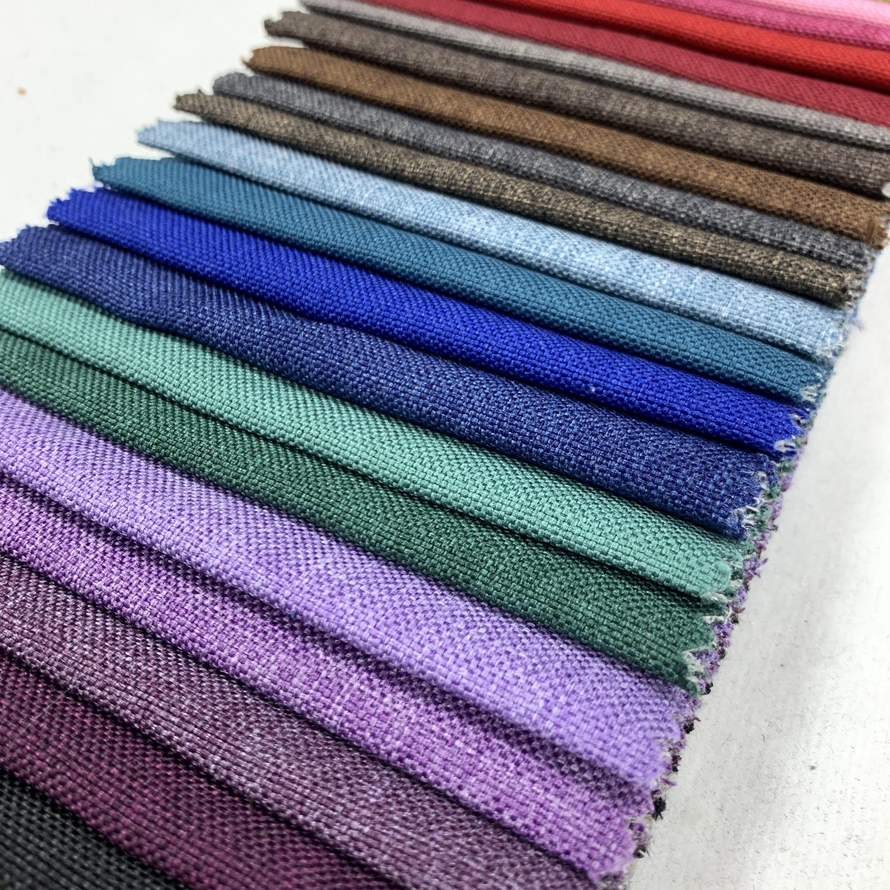 Custom polyester flax linen looks curtain fabric linen upholstery fabric for bedding and sofa