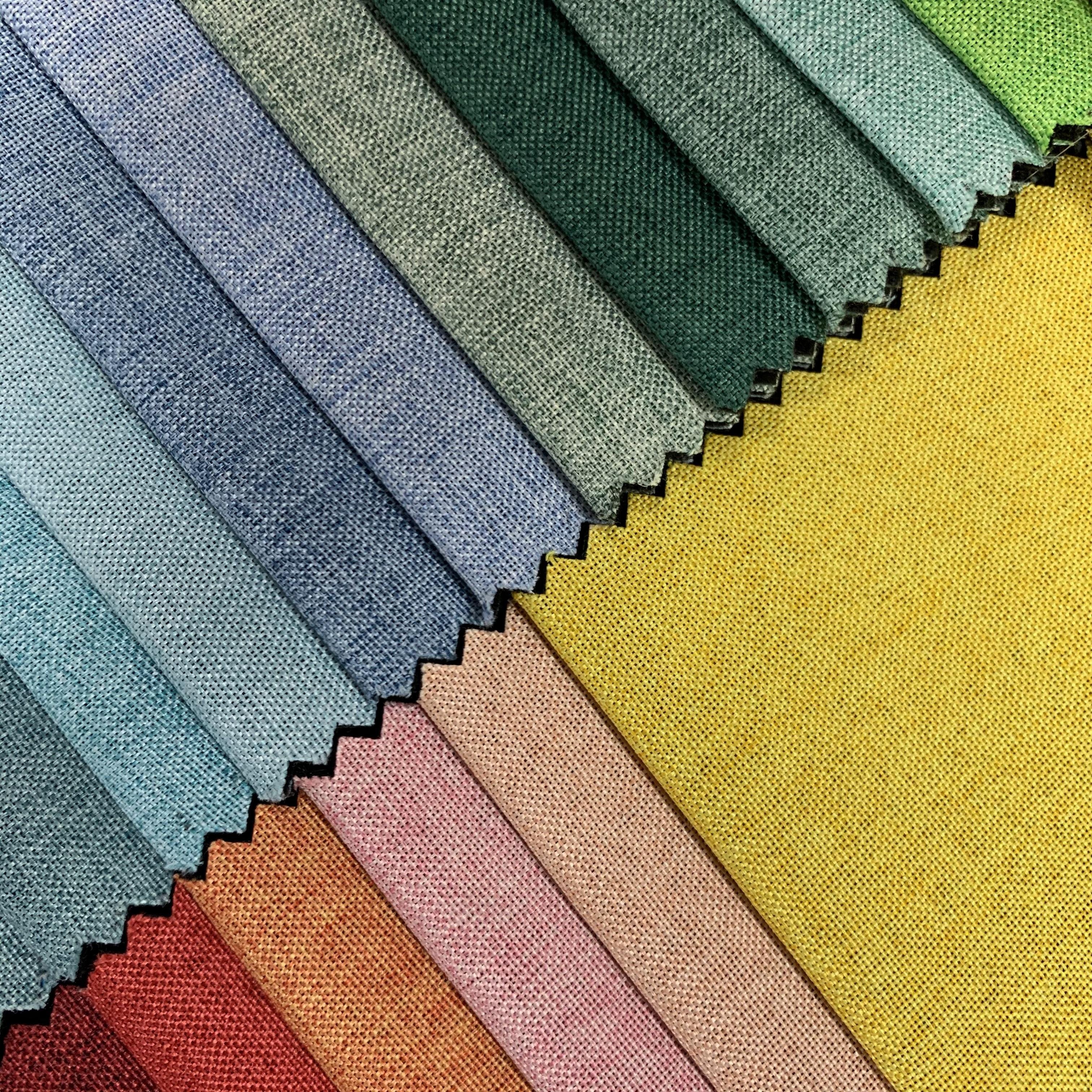 Custom polyester flax linen looks curtain fabric linen upholstery fabric for bedding and sofa