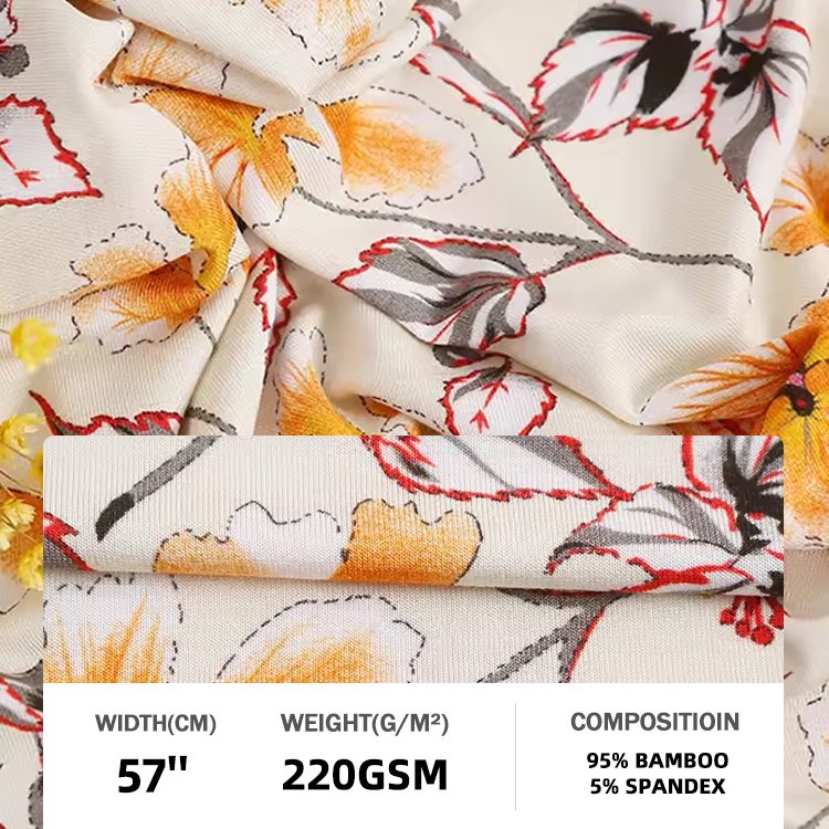 Custom Bamboo Viscose Spandex Jersey Fabric Adult Bamboo Jersey Knitted Printed Shirt Fabric for Pajamas