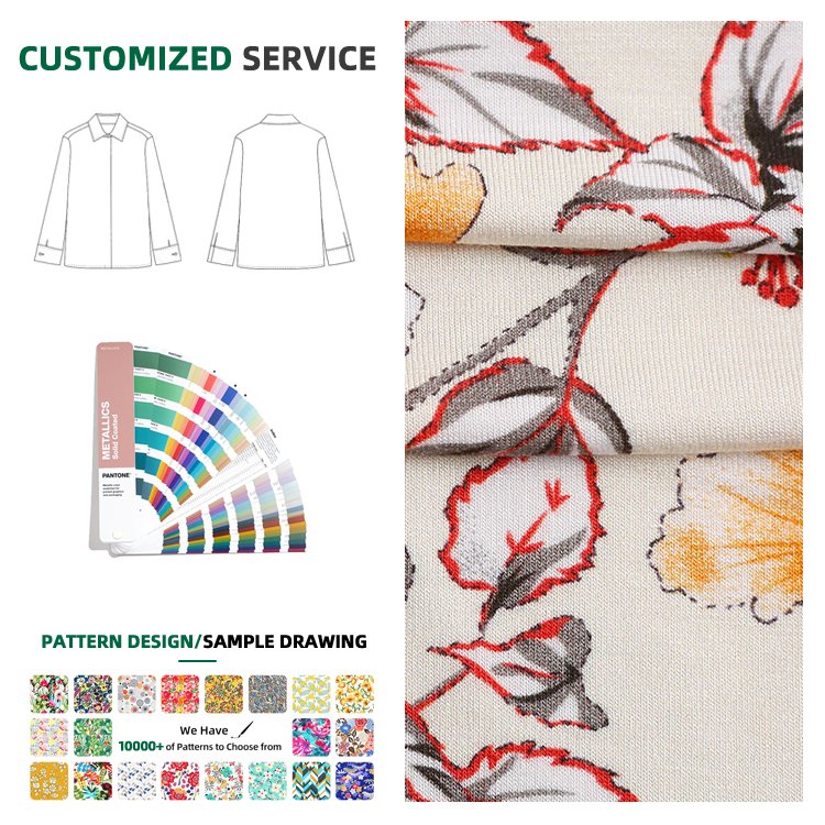 Custom Bamboo Viscose Spandex Jersey Fabric Adult Bamboo Jersey Knitted Printed Shirt Fabric for Pajamas