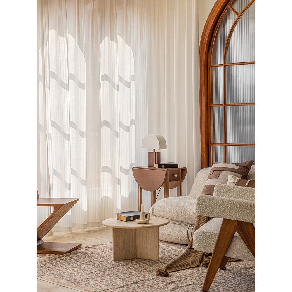 New sunscreen mirror thickened light opaque striped yarn living room bedroom balcony curtain curtain fabric wholesale