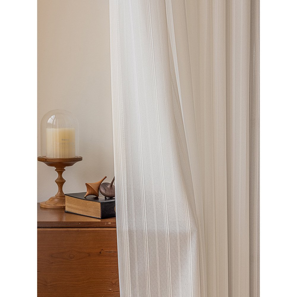 New sunscreen mirror thickened light opaque striped yarn living room bedroom balcony curtain curtain fabric wholesale