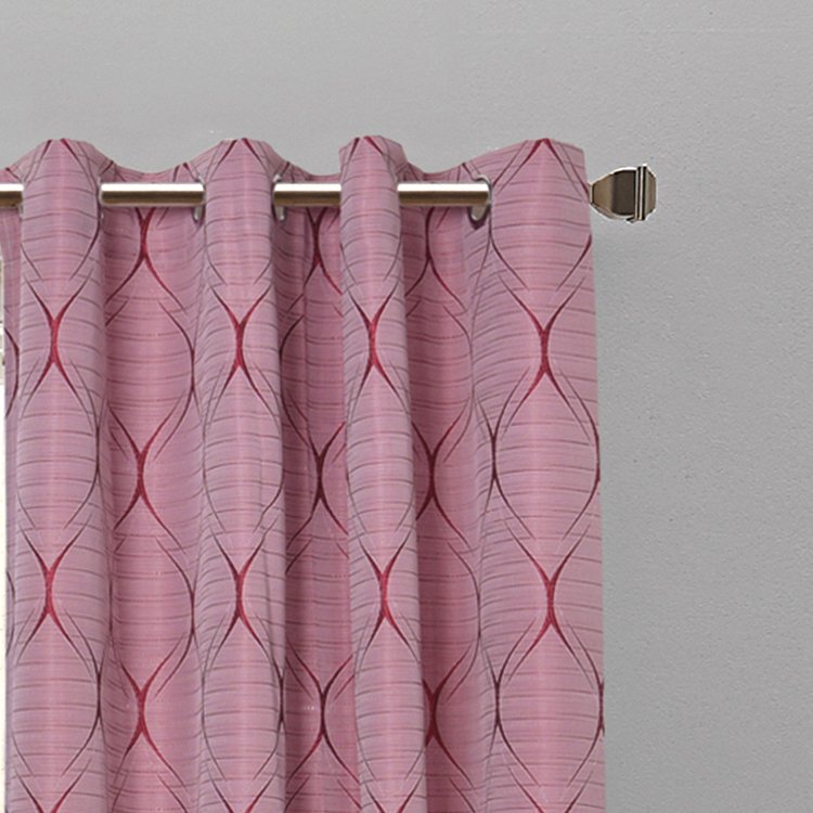 Luxury Polyester Linen Curtain Window Curtains Woven Fancy Light-shading Curtain Fabric New Hot Test Wholesale High Quality Pink