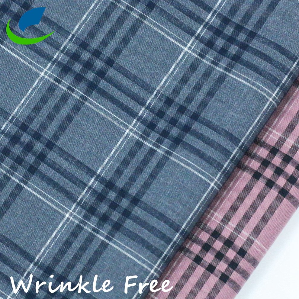 Wrinkle Resistant Eco Friendly Material Bamboo Polyester Plain Yam Dyed Checks Shirt Fabric