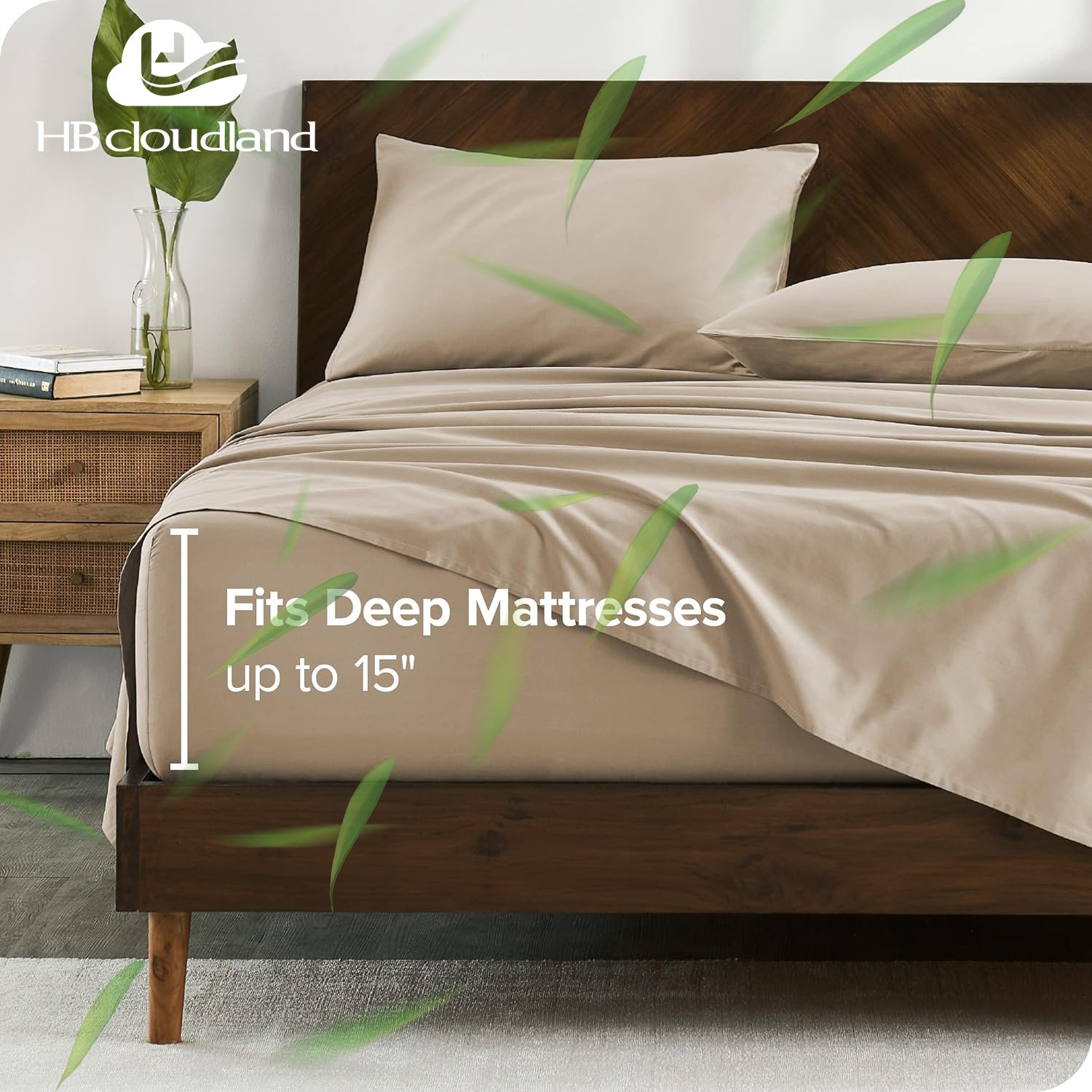 Cloudland 300Tc Organic Bamboo Bed Sheet High-Quality Viscose Bamboo Bed Sheets Set Bamboo Sheet 4Pc Set