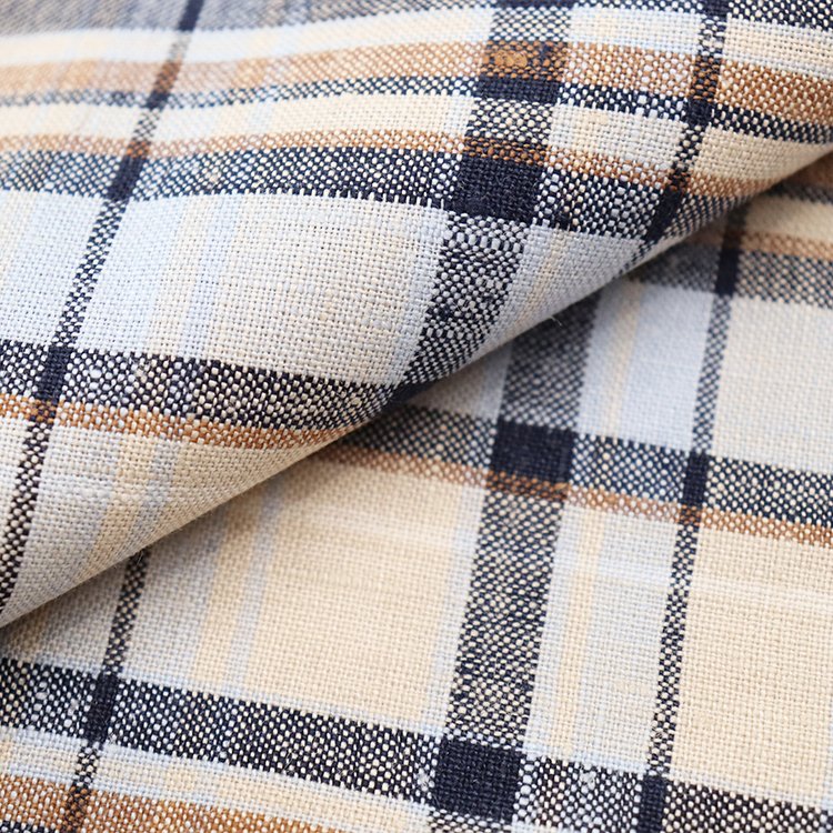 Custom bulk Eco-friendly Modern Yarn-dyed Stripes china sheer plaid 100% Linen shirting Fabric for pants shirts dress