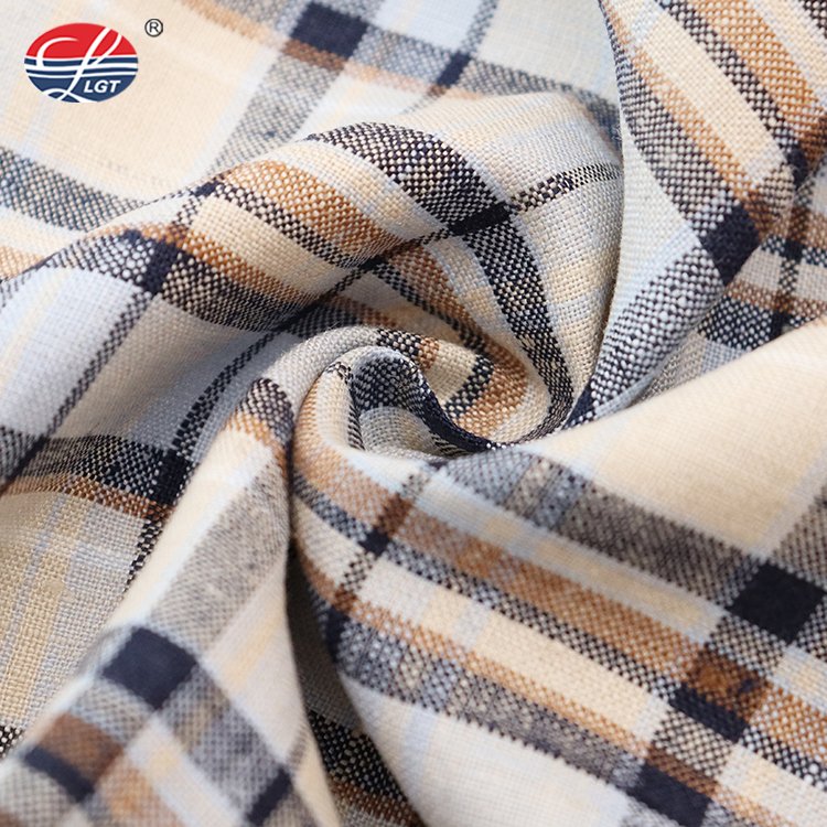 Custom bulk Eco-friendly Modern Yarn-dyed Stripes china sheer plaid 100% Linen shirting Fabric for pants shirts dress