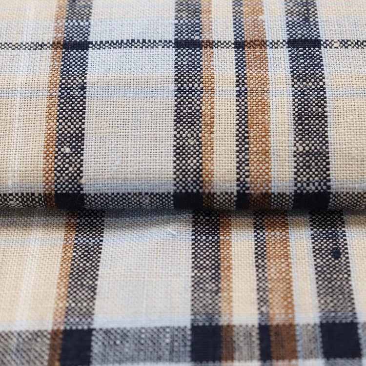 Custom bulk Eco-friendly Modern Yarn-dyed Stripes china sheer plaid 100% Linen shirting Fabric for pants shirts dress