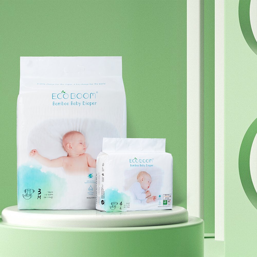 ECO BOOM organic disposable bamboo eco friendly biodegradable diapers baby nappies of super soft