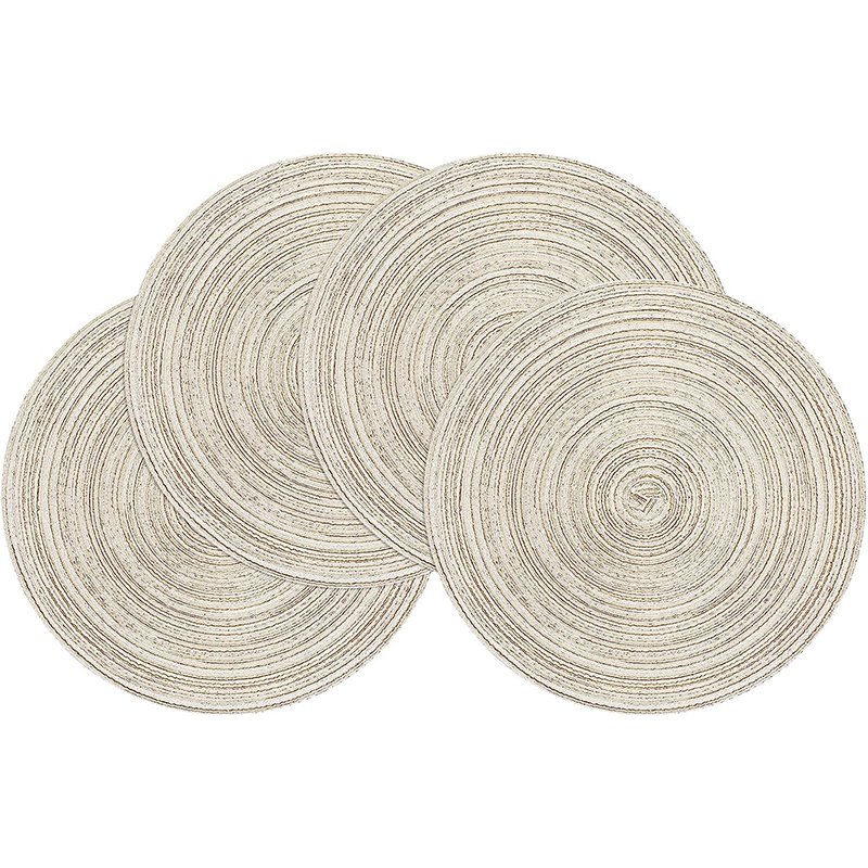 Blue Round Tassel Placemat Cotton Fashionable And Elegant Desktop Decoration Woven Plate Mat