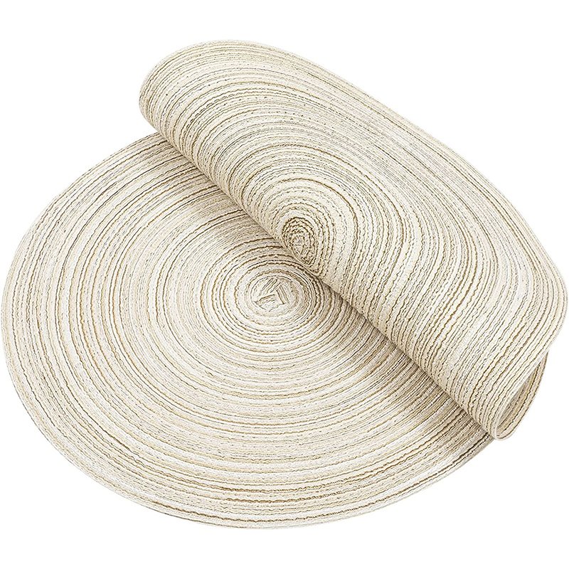 Blue Round Tassel Placemat Cotton Fashionable And Elegant Desktop Decoration Woven Plate Mat