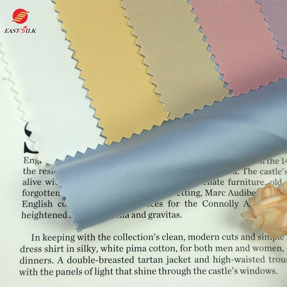 Fabric Supplier factory cheap price 100% polyester shiny waldoaf satin fabrics for clothing