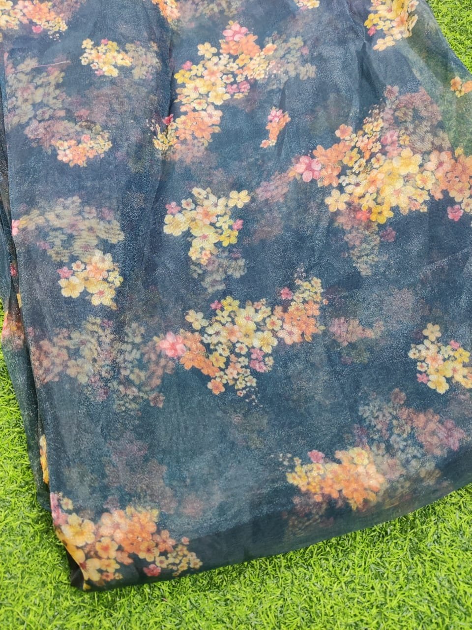 Beautiful Organza Floral Digital Print Fabric By The Yard Wedding Dress Fabric For Dress Making