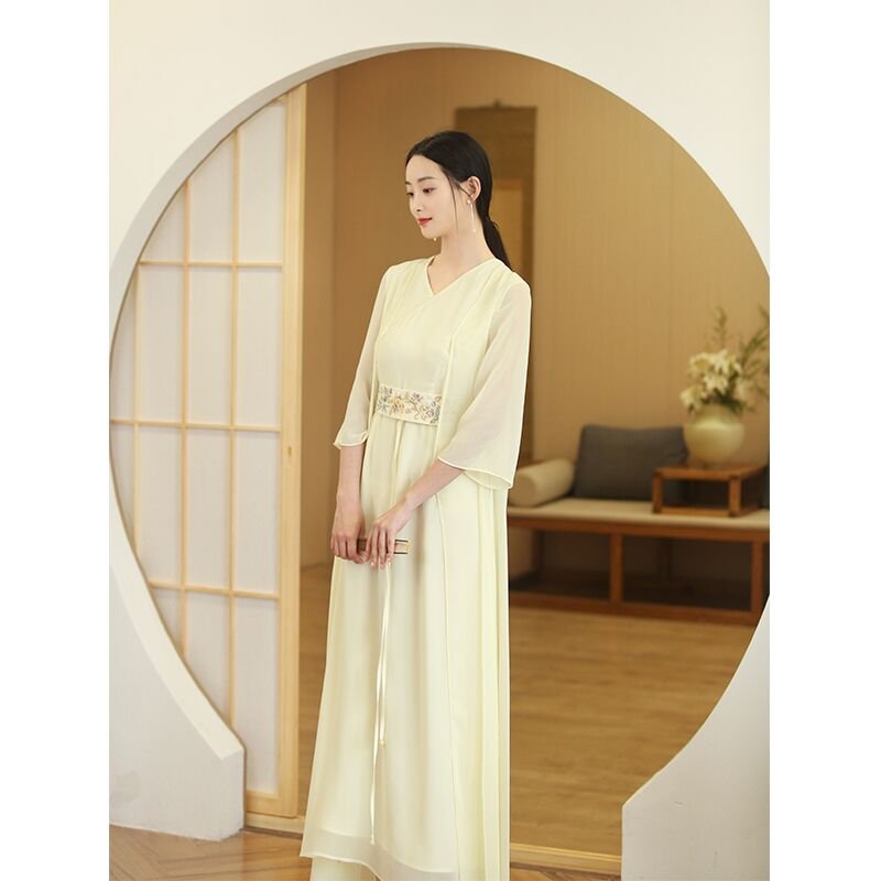 Cheap wholesale chiffon supplier 94% polyester 6% spandex 4-way elastic chiffon fabric maxi dresses/underwear/swimwear