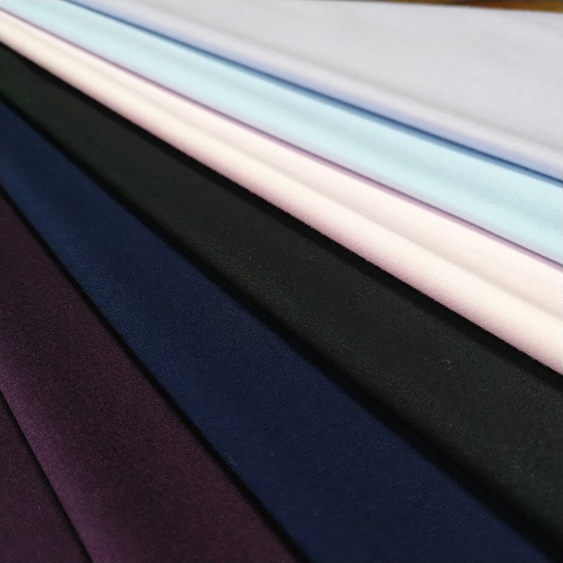 Multicolor woven lightweight organic plain dyed stretch polyester bamboo fabric