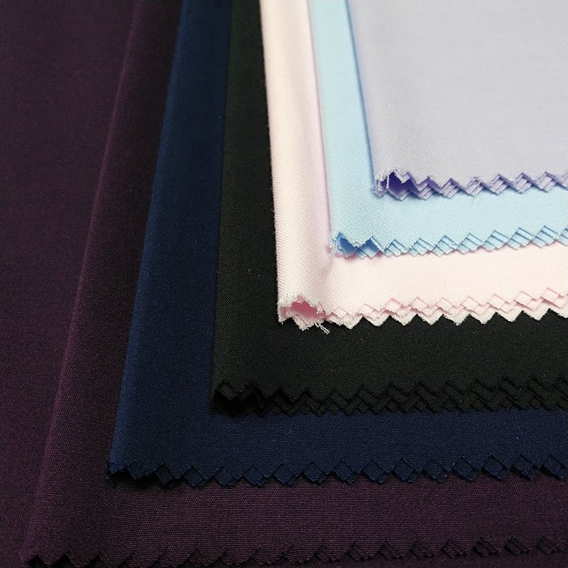 Multicolor woven lightweight organic plain dyed stretch polyester bamboo fabric