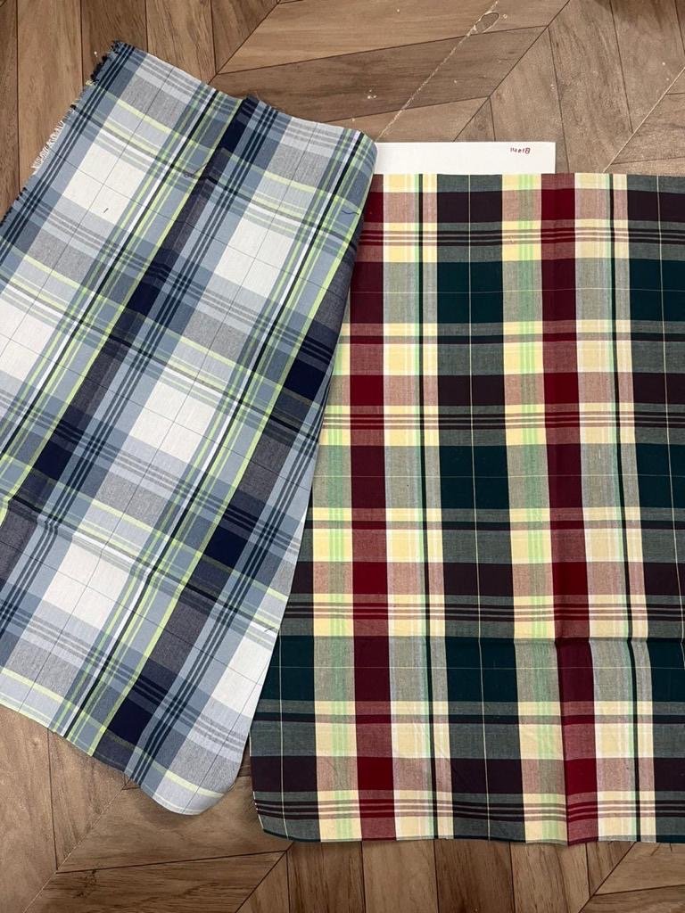 High Quality 100% Linen Poplin Shirting Fabric Dyed Stock Yarn-Dyed Check Printed Dress Use Woven Different Colors Designed