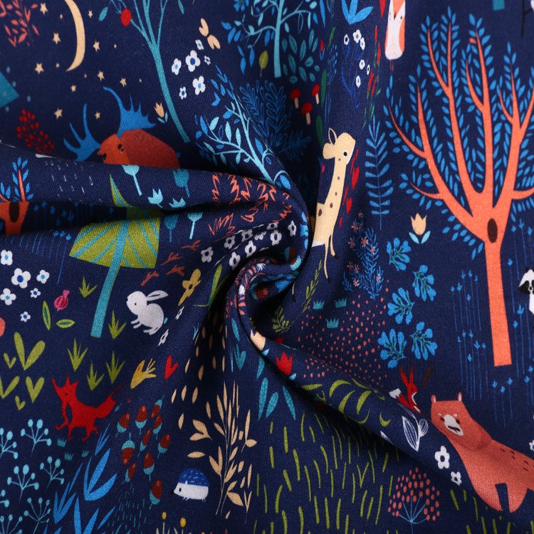 Custom Digital Printed cotton bamboo french terry lycra Fabric cut service No MOQ