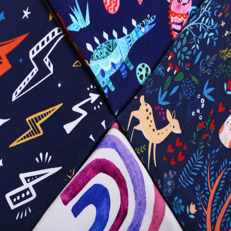 Custom Digital Printed cotton bamboo french terry lycra Fabric cut service No MOQ