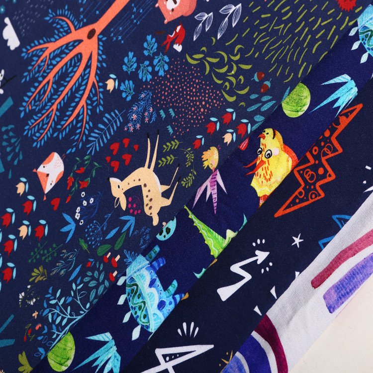 Custom Digital Printed cotton bamboo french terry lycra Fabric cut service No MOQ