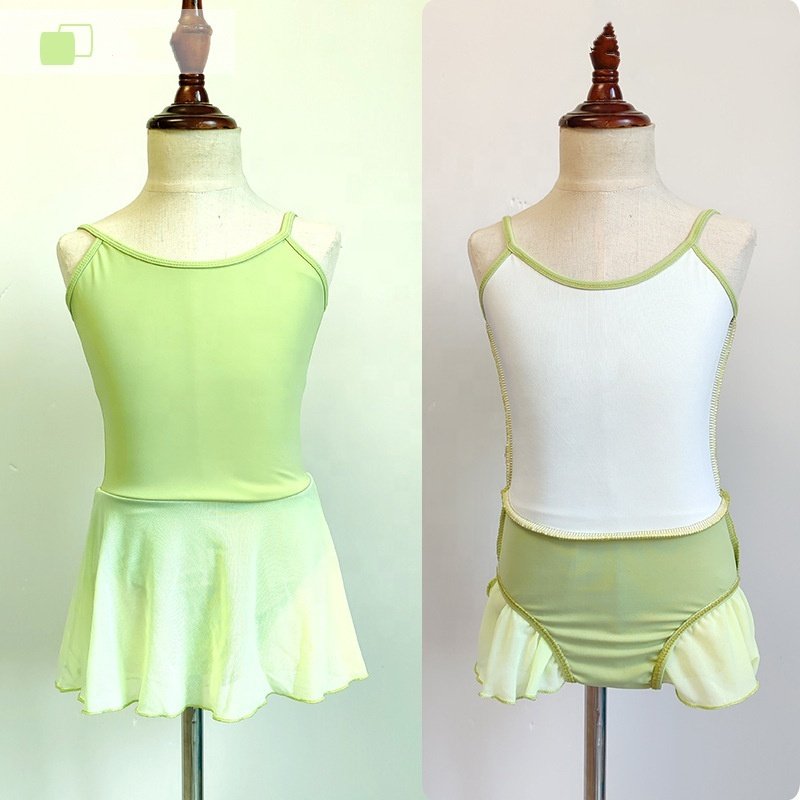 girls ballet clothes leotard with straps and mesh skirt cotton swimsuit with mesh skirt