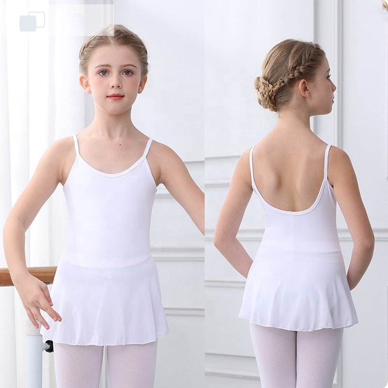 girls ballet clothes leotard with straps and mesh skirt cotton swimsuit with mesh skirt